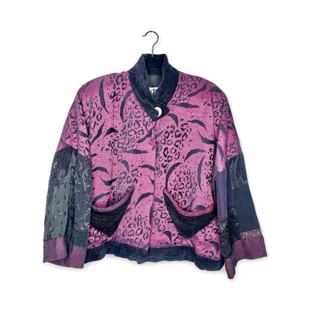 80s Collectible Donna Jessica Black and Purple Patchwork Jacket